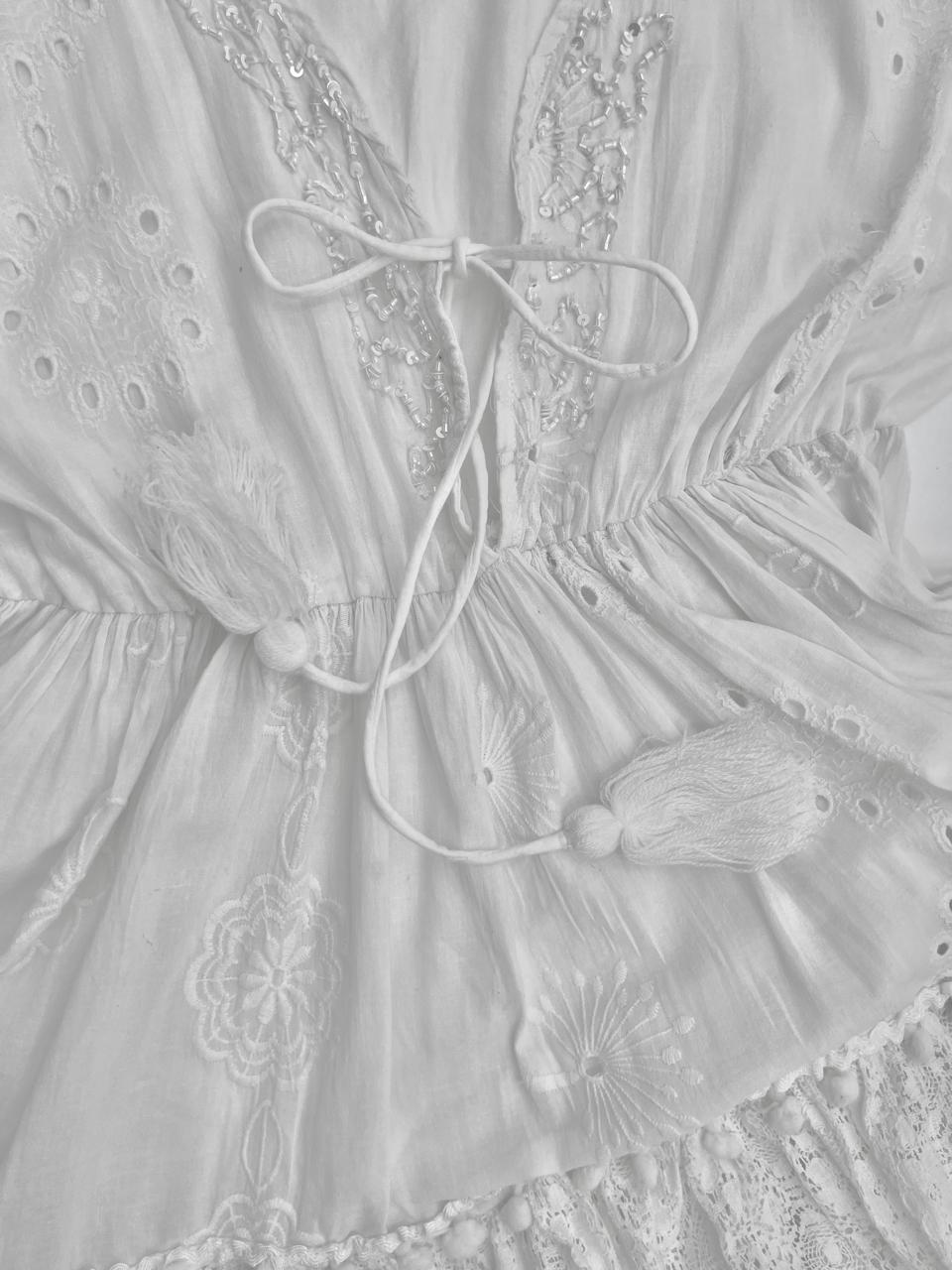 White Cotton & Lace Mini Dress