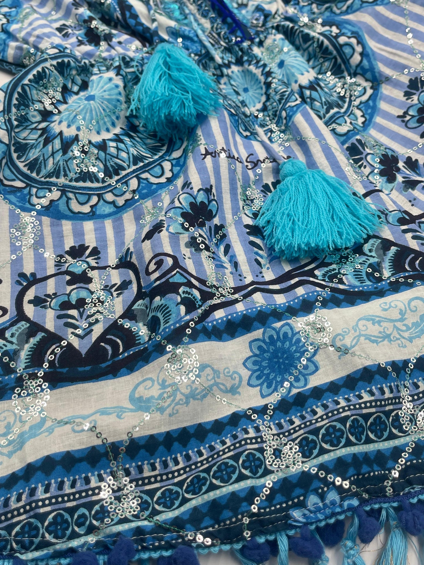 Blue Boho Off-Shoulders Playsuit