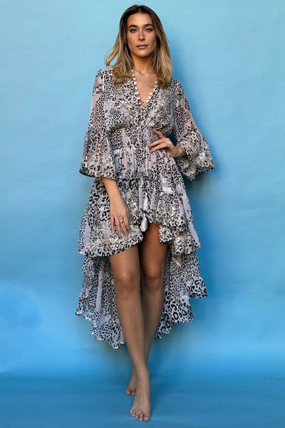 Leopard High Low Midi Dress