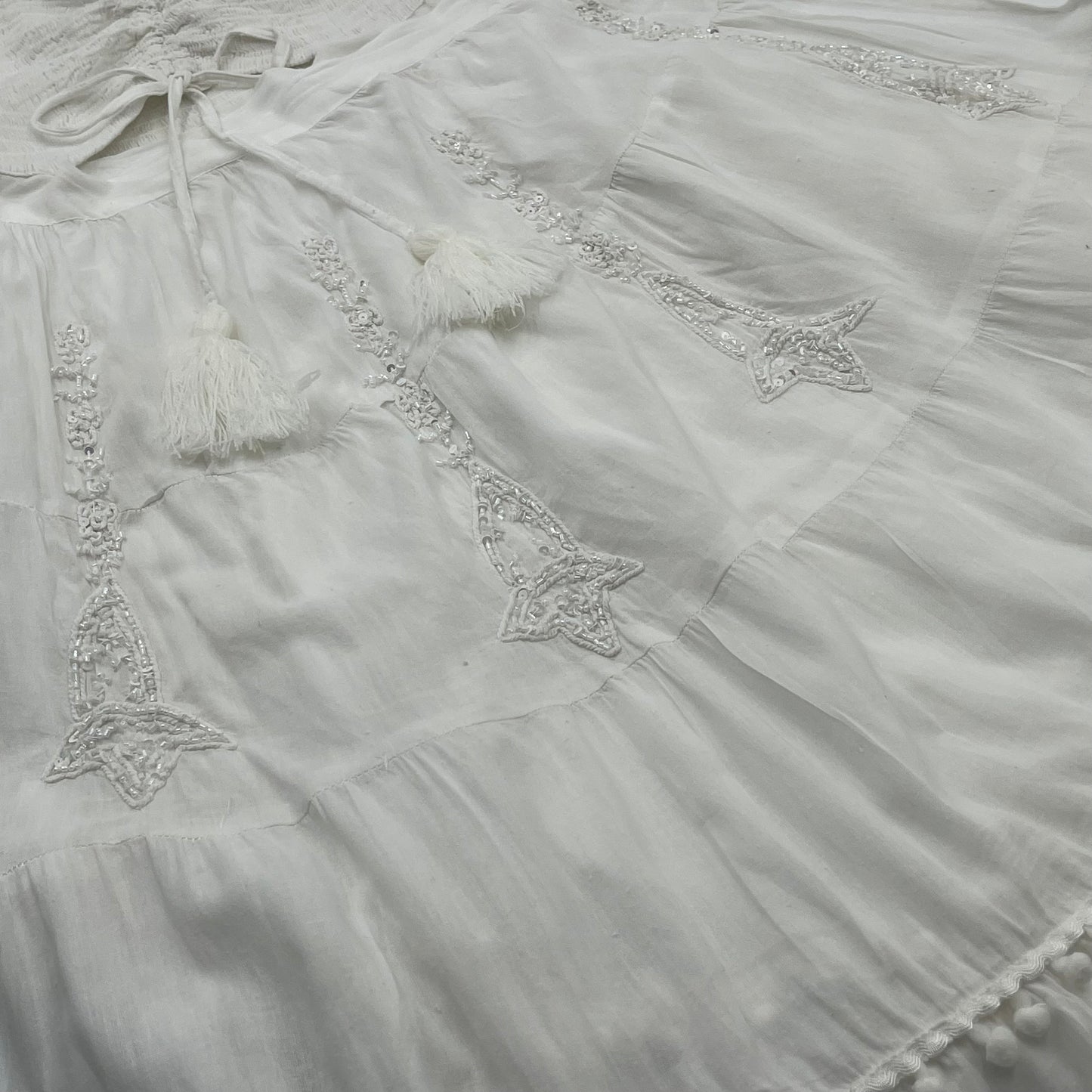 White Smocked Maxi Dress