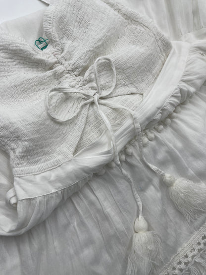 White Smocked Maxi Dress