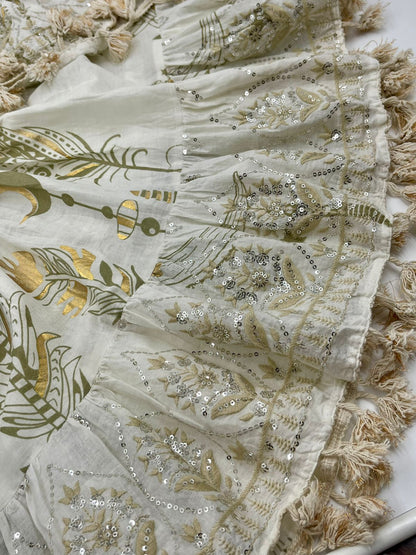 White & Gold Boho Sequin Dress