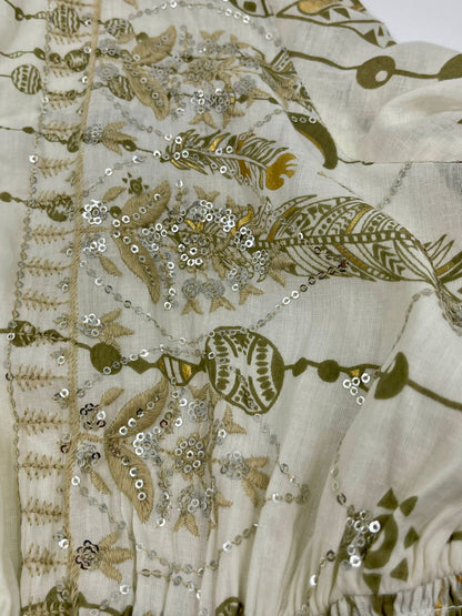 White & Gold Boho Sequin Dress