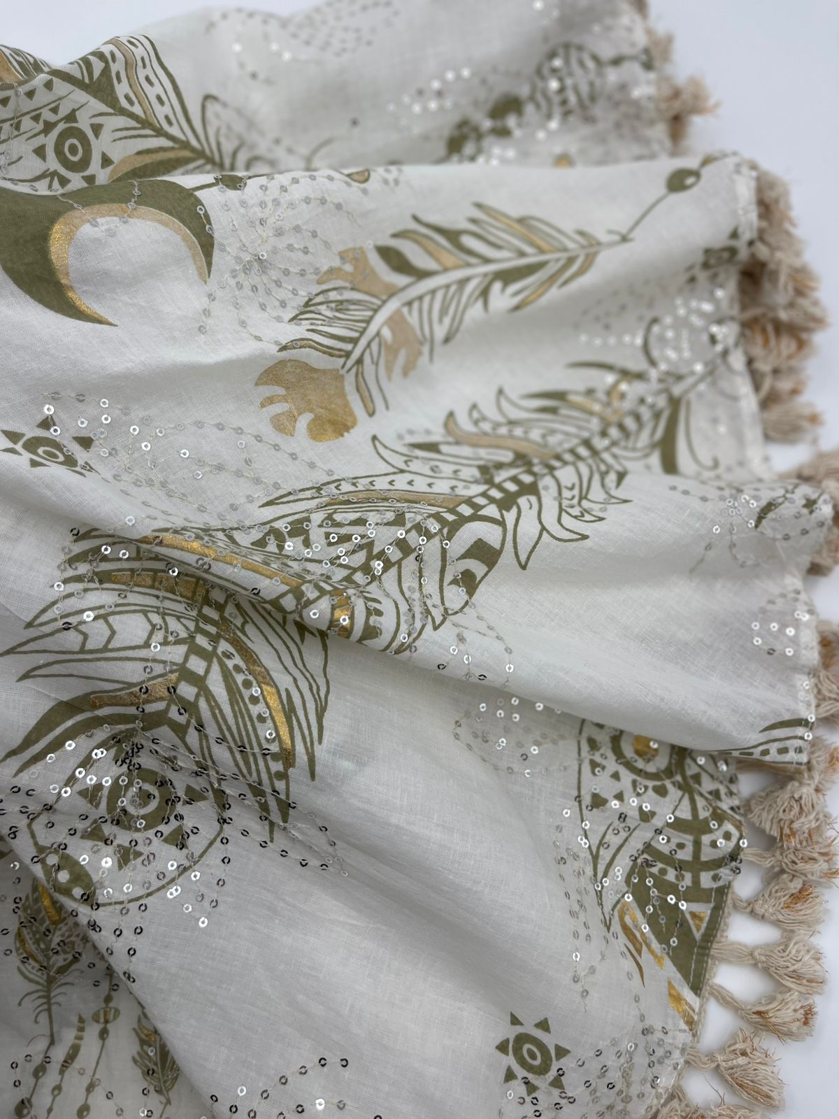 White & Gold Off-Shoulders Boho Playsuit