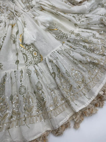 White & Gold Boho Mini Dress