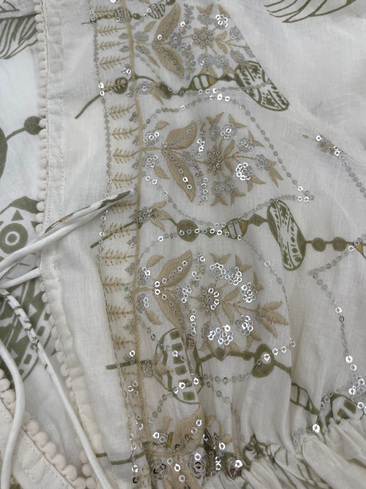 White & Gold Boho Mini Dress