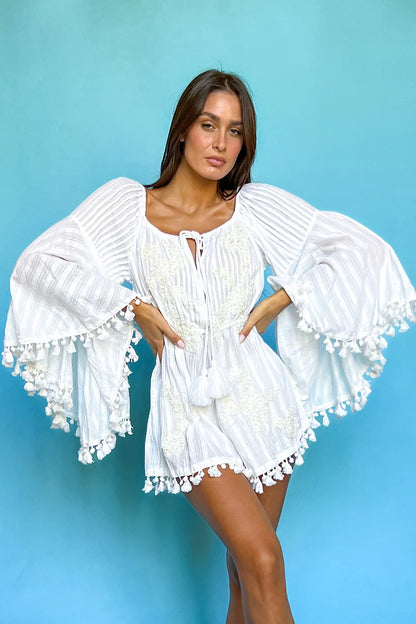 White Off-Shoulder Playsuit